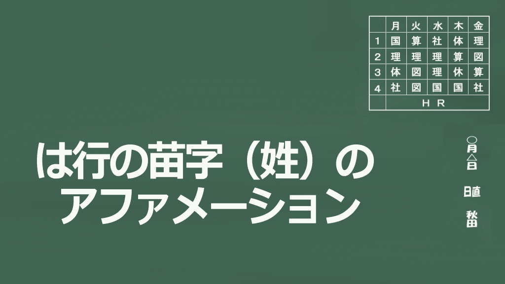 は行の苗字（姓）のアファメーションイメージ画像