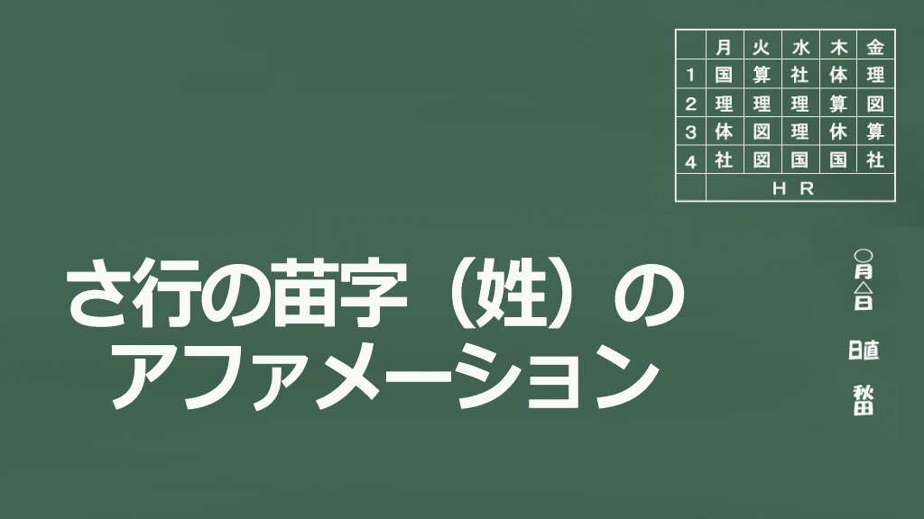 さ行の苗字（姓）のアファメーションイメージ画像